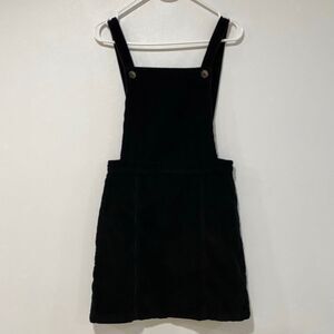 Topshop Black Corduroy Pinafore Overall Dress Size US 6 UK 10 EUR 38